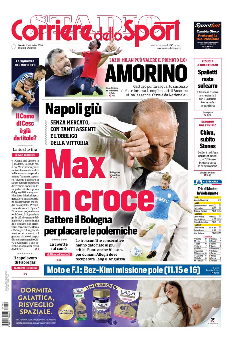 Prima pagina di oggi