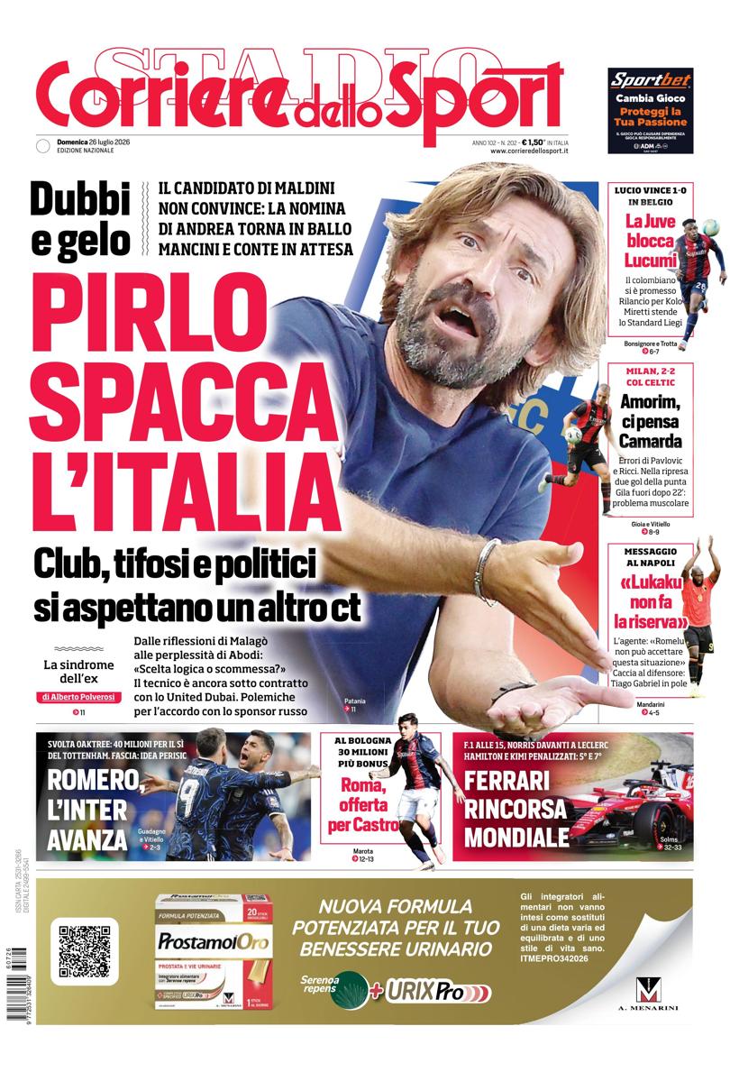 Prima pagina di oggi