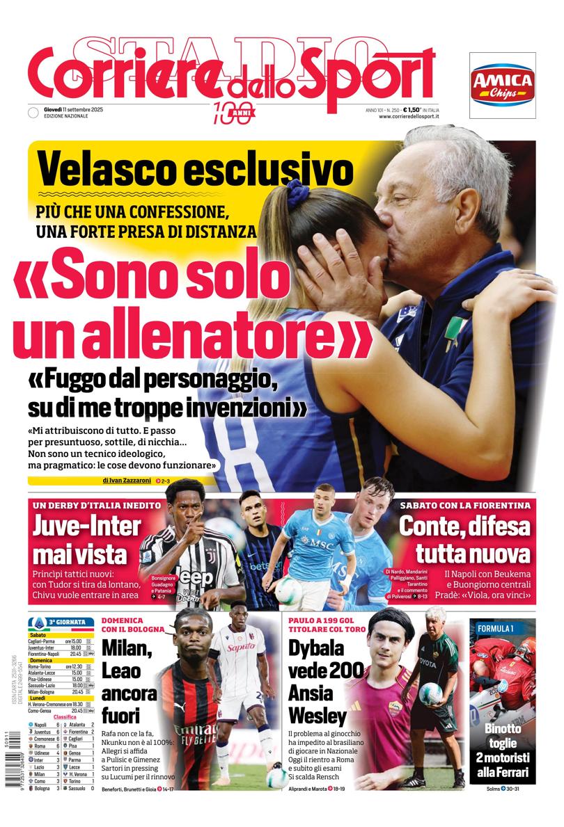 Prima pagina di oggi