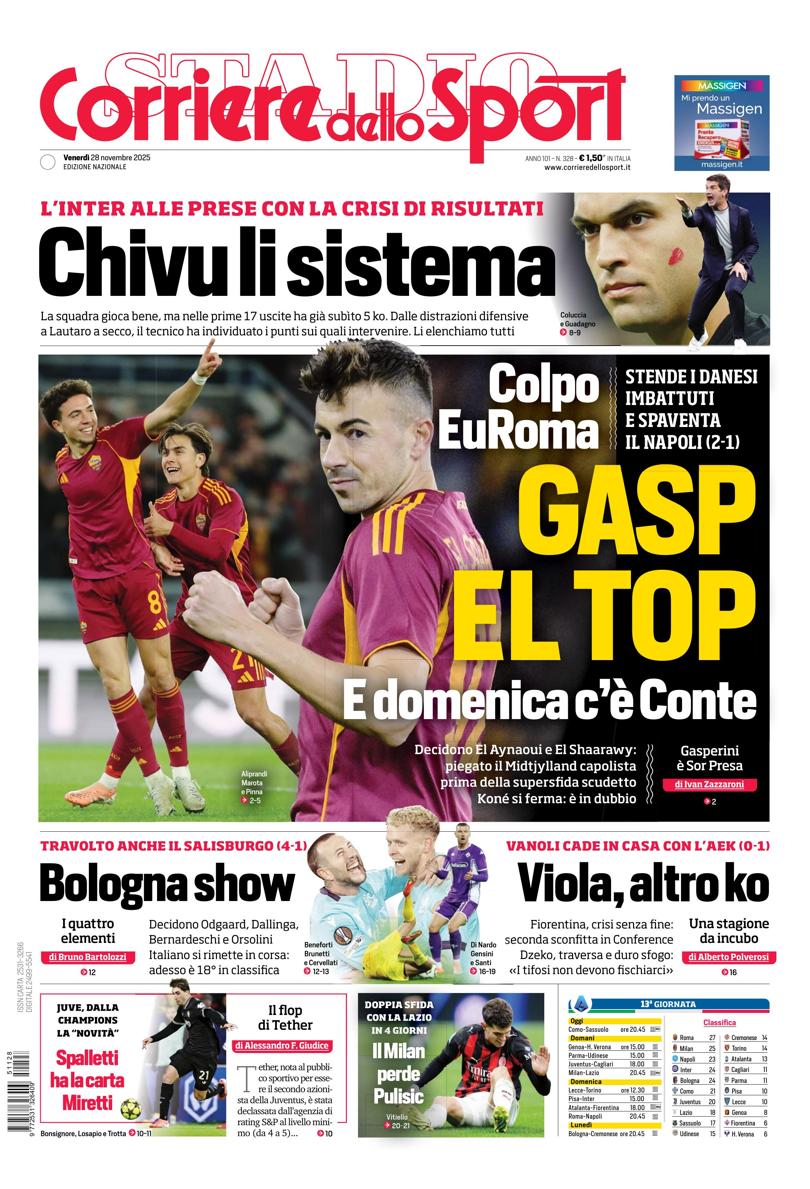 Prima pagina di oggi