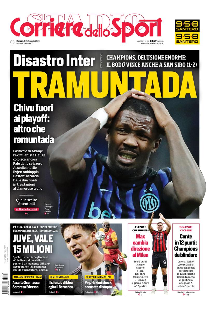 Prima pagina di oggi