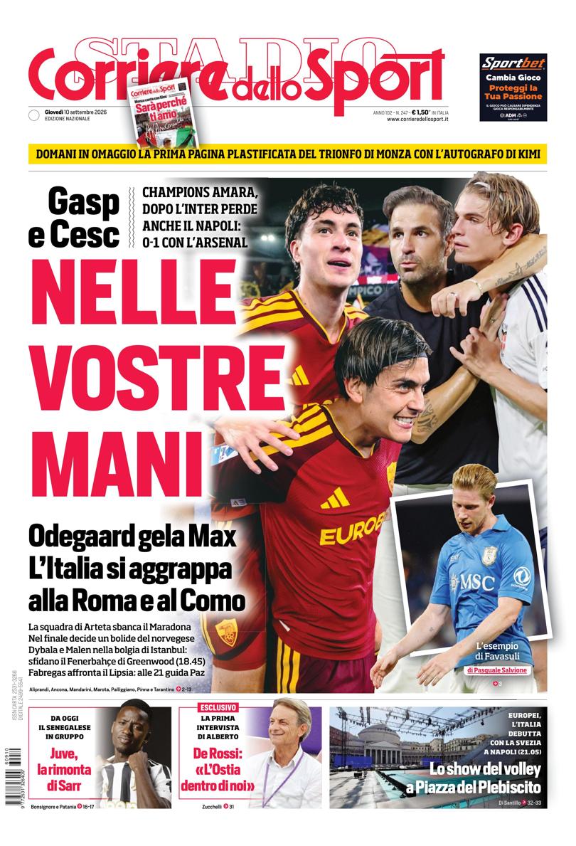 Prima pagina di oggi