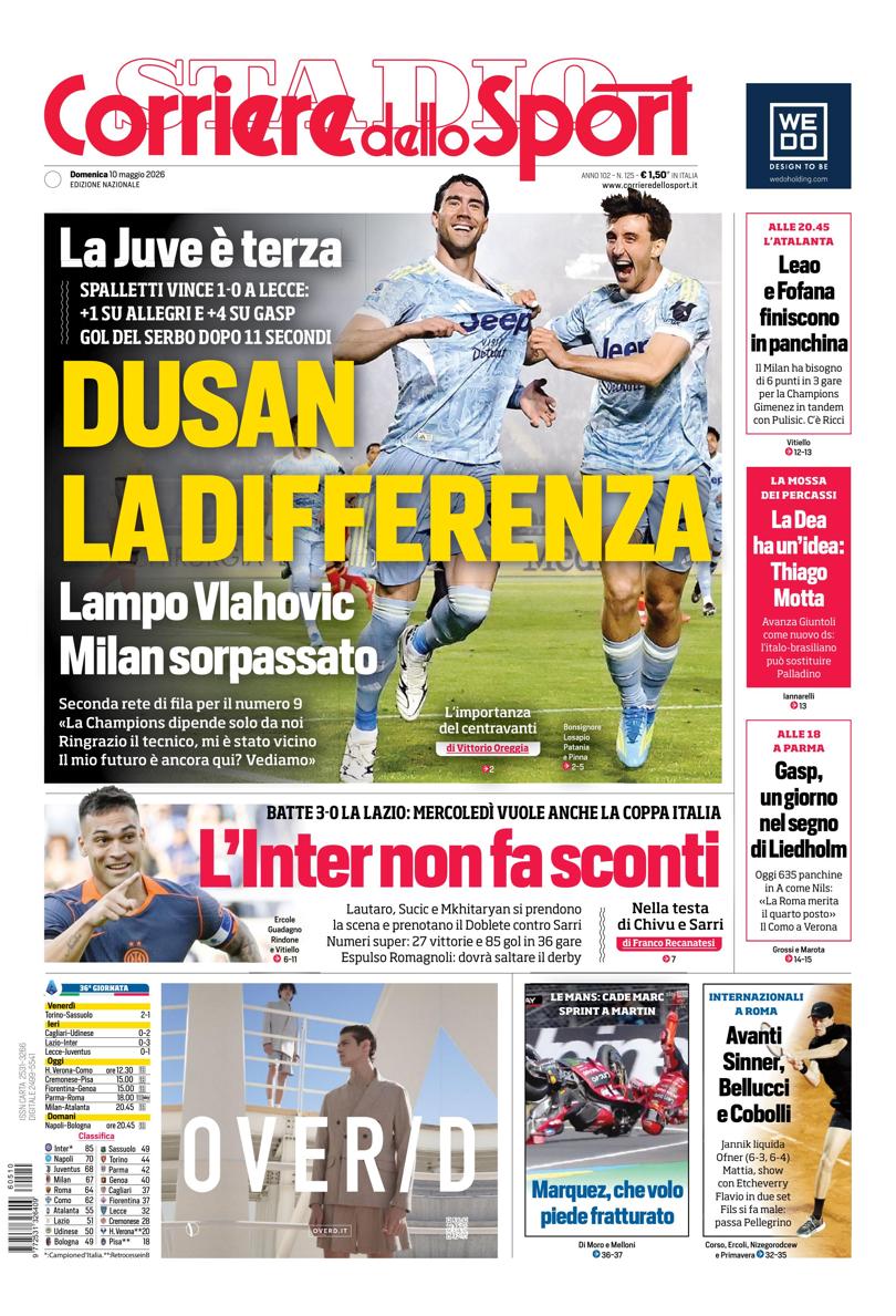 Prima pagina di oggi