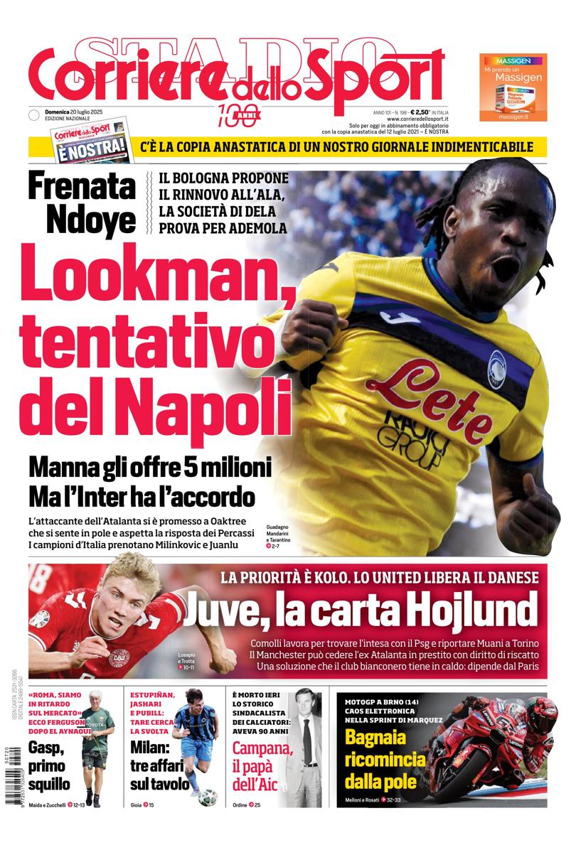 Prima pagina di oggi