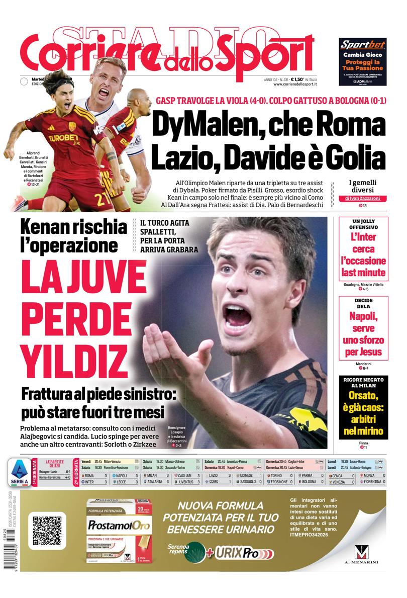 Prima pagina di oggi