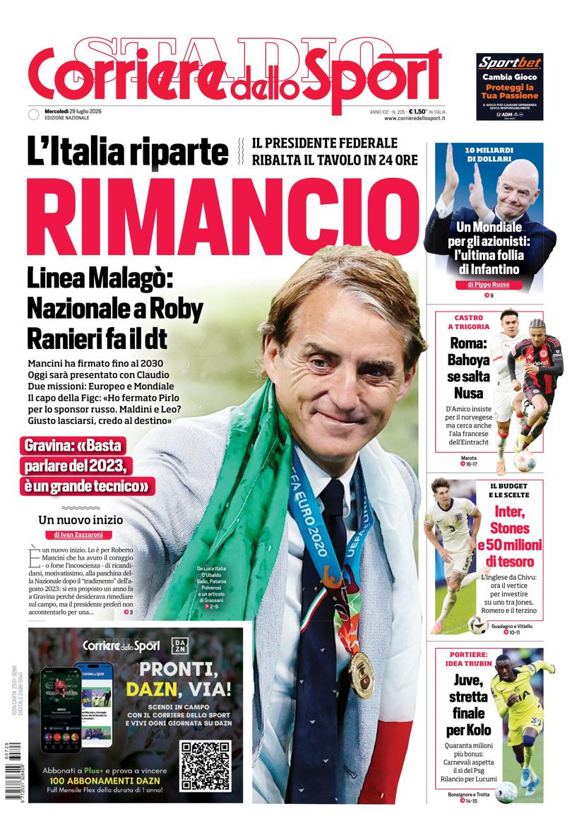 Prima pagina di oggi