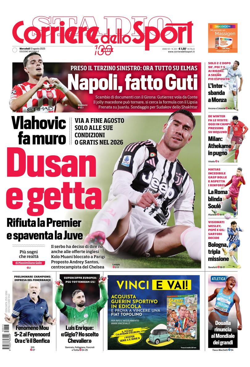 Prima pagina di oggi
