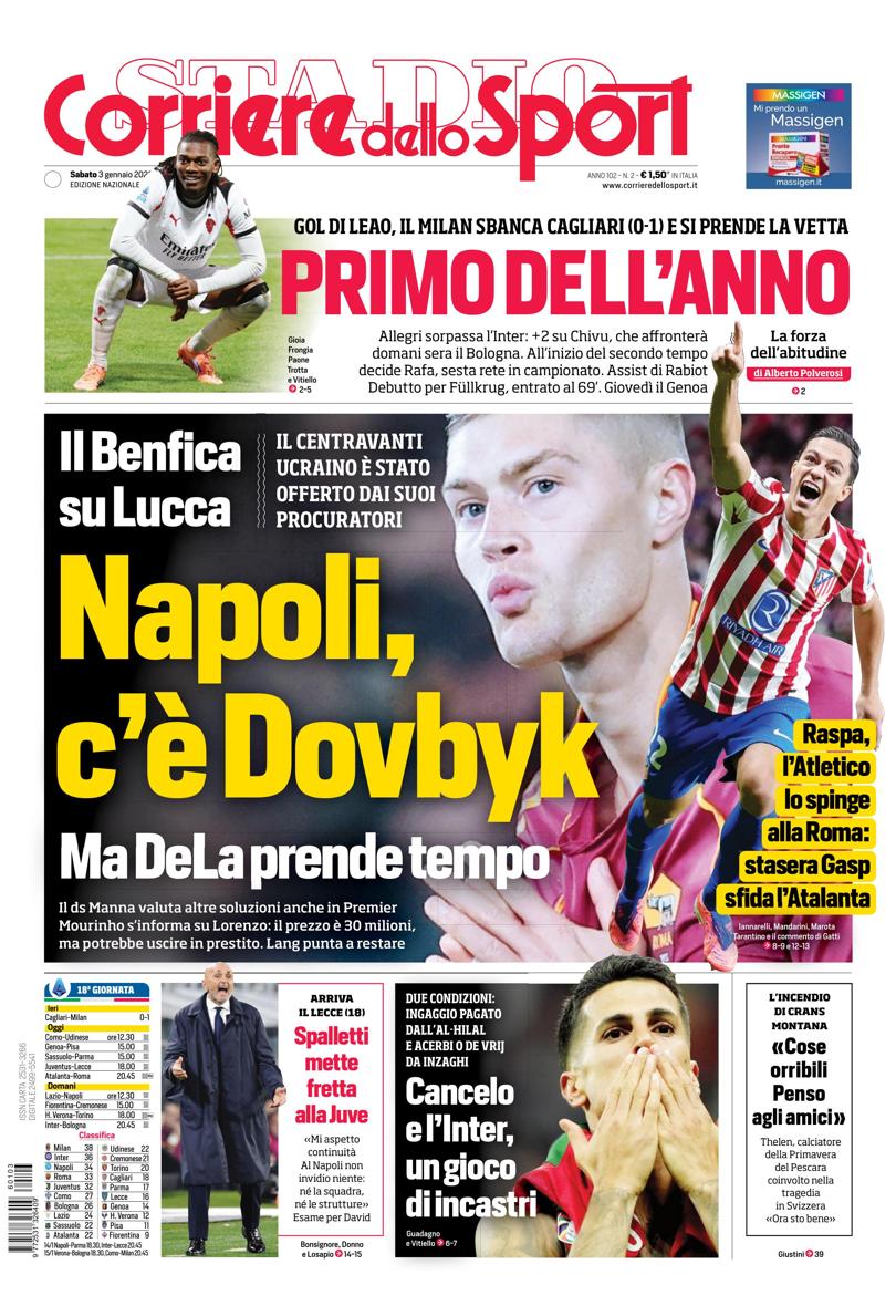 Prima pagina di oggi