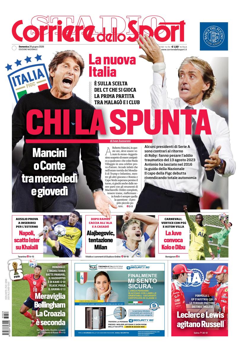 Prima pagina di oggi