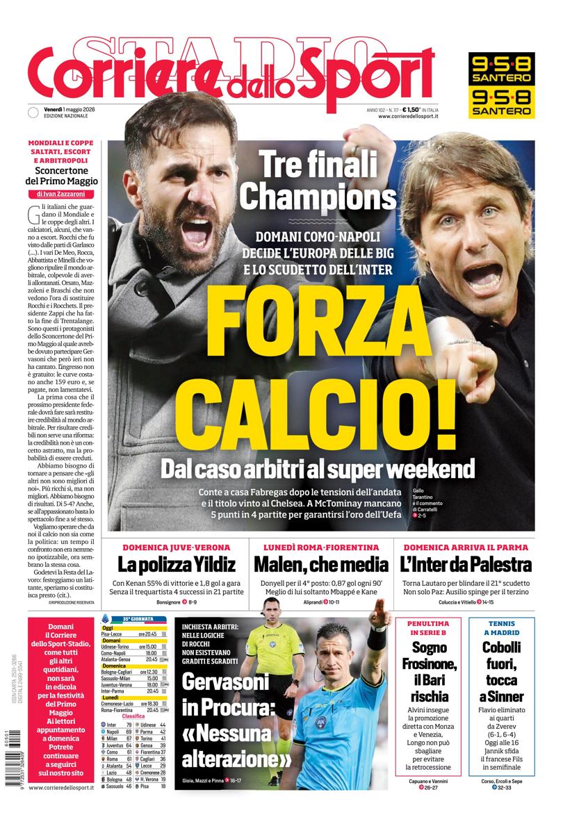 Prima pagina di oggi