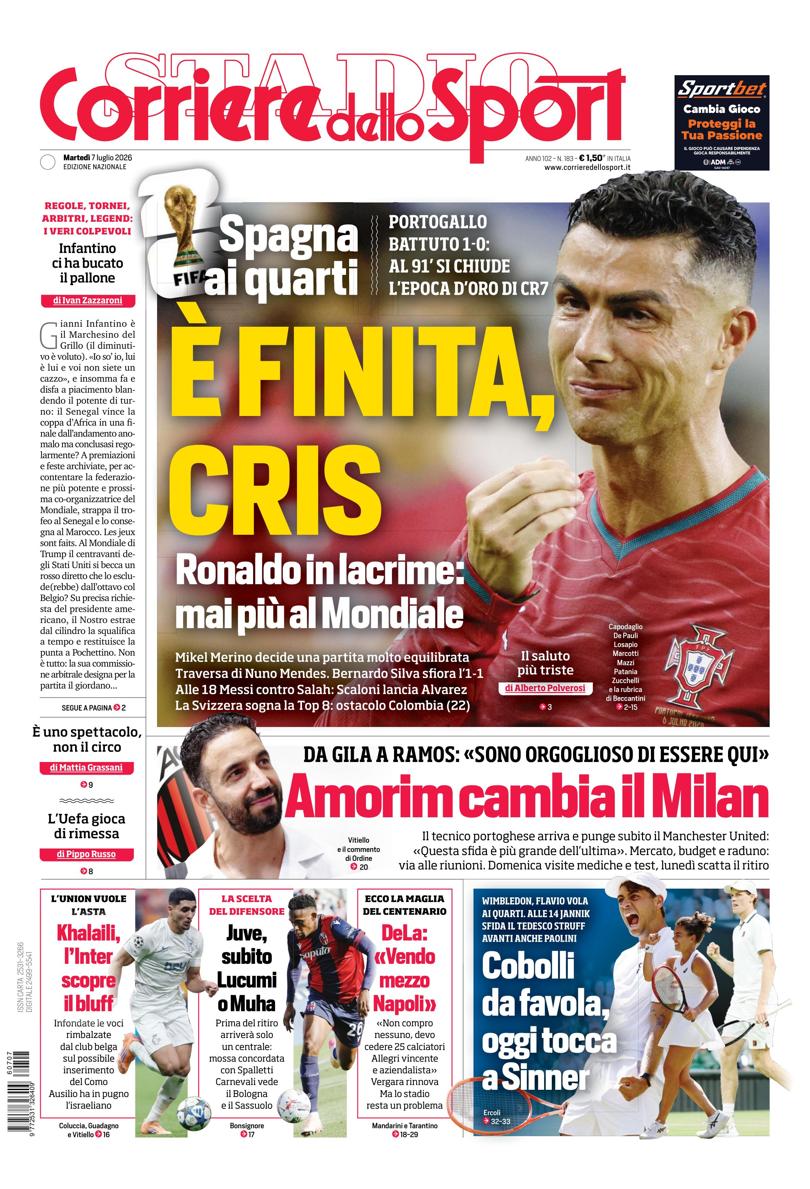 Prima pagina di oggi