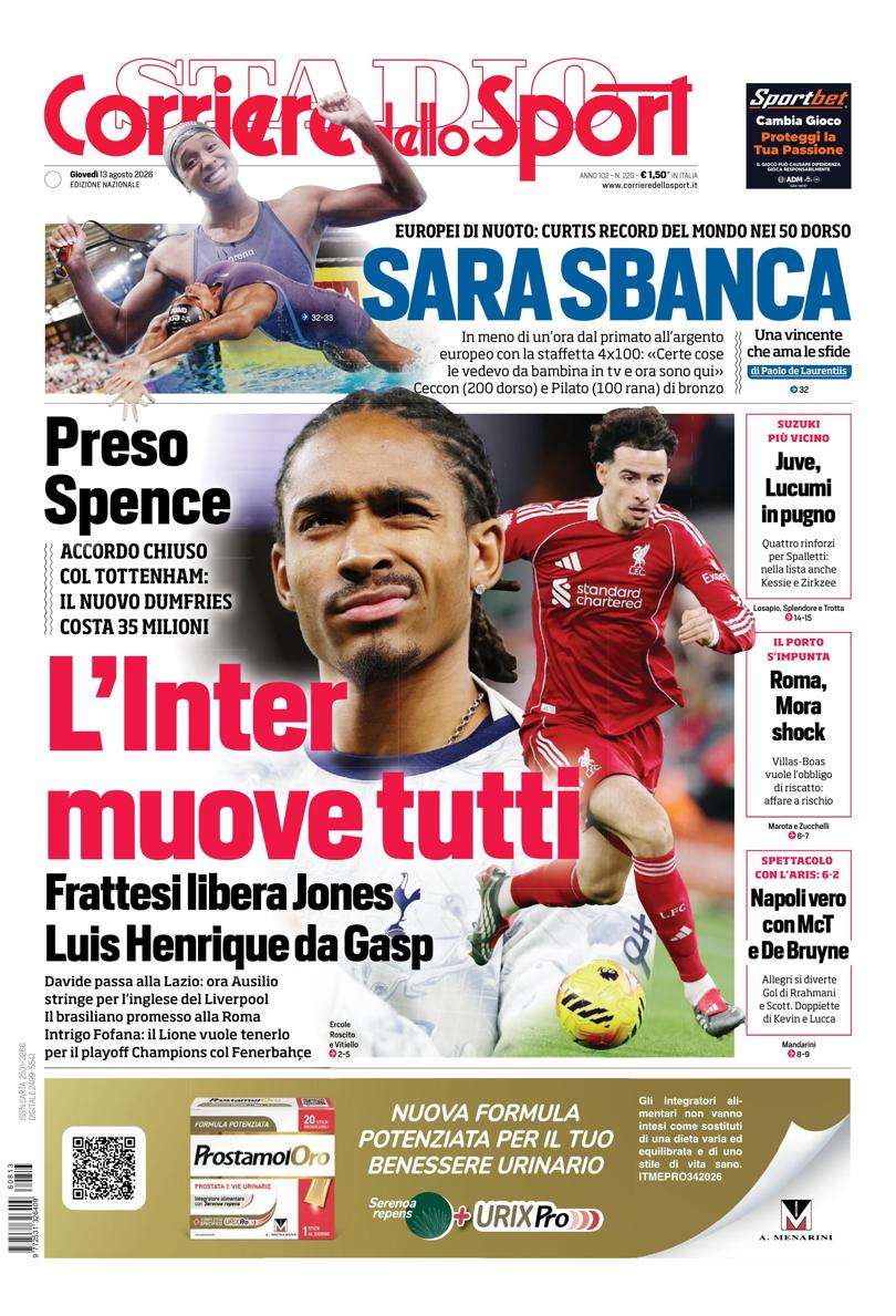 Prima pagina di oggi