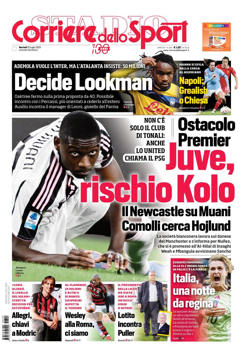 Prima pagina di oggi