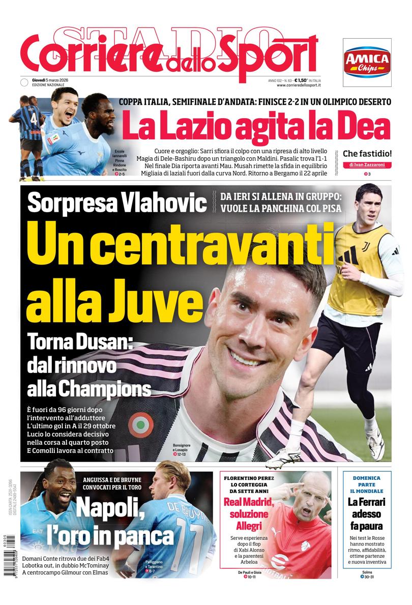 Prima pagina di oggi