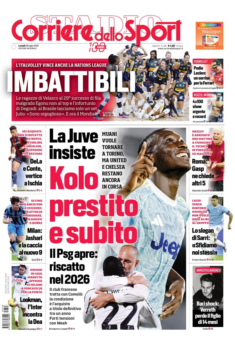 Prima pagina di oggi