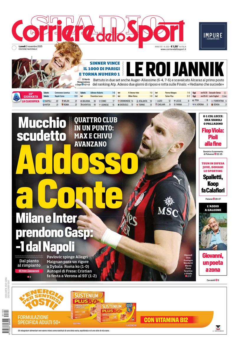 Prima pagina di oggi