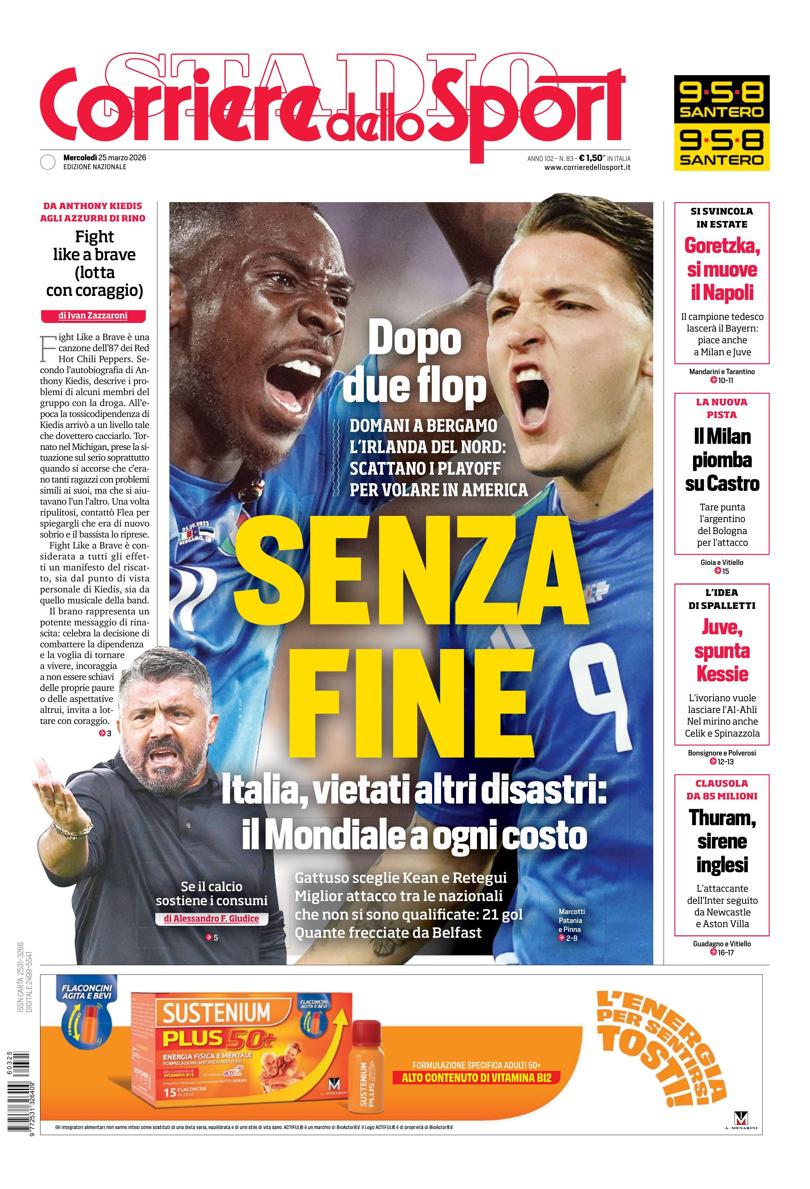 Prima pagina di oggi