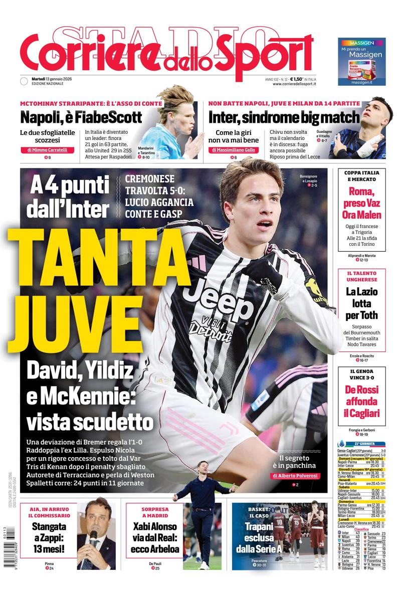 Prima pagina di oggi