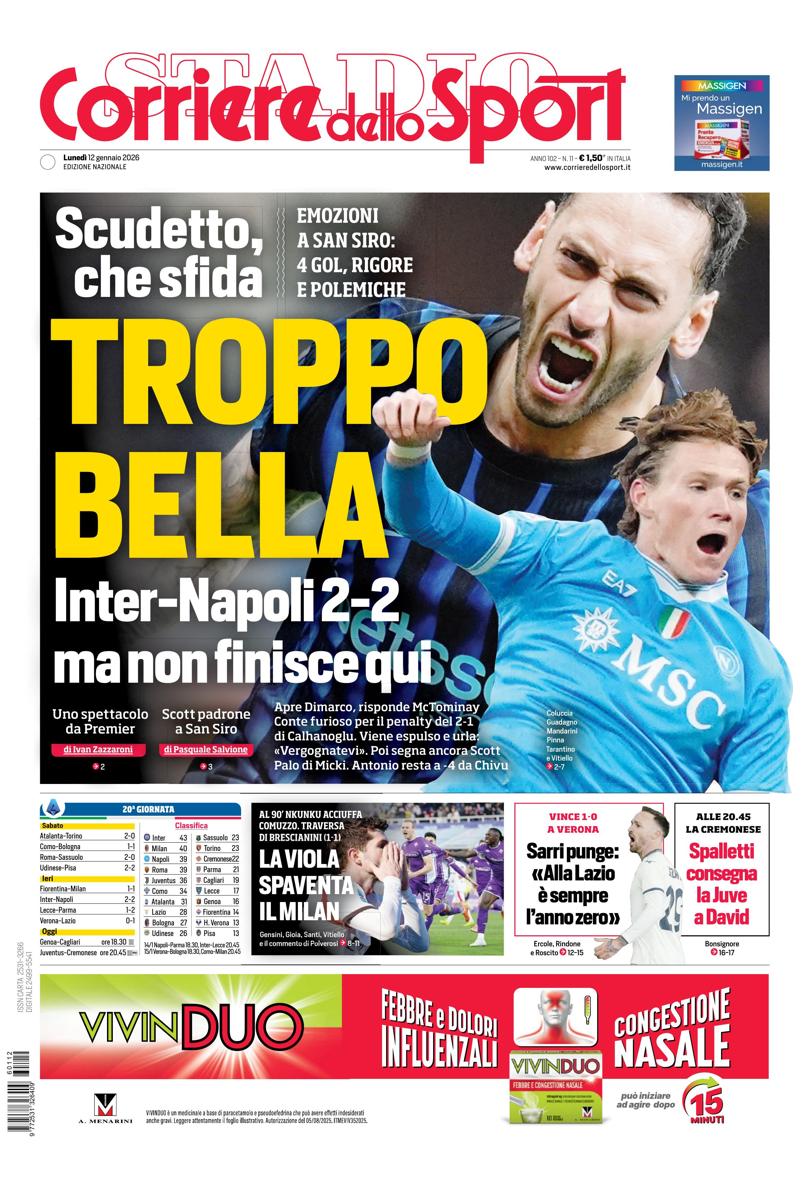 Prima pagina di oggi