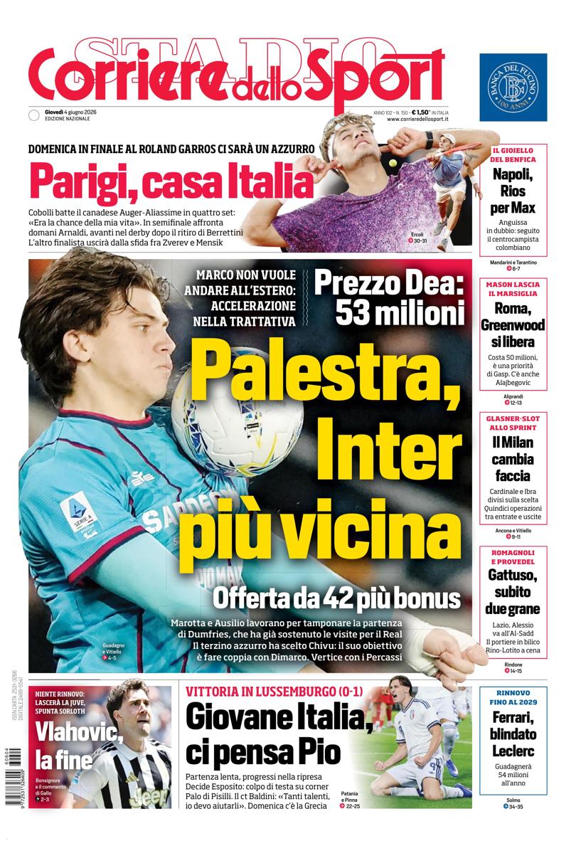 Prima pagina di oggi