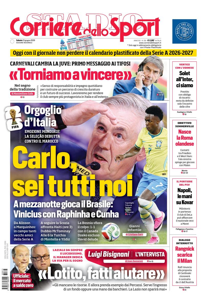 Prima pagina di oggi