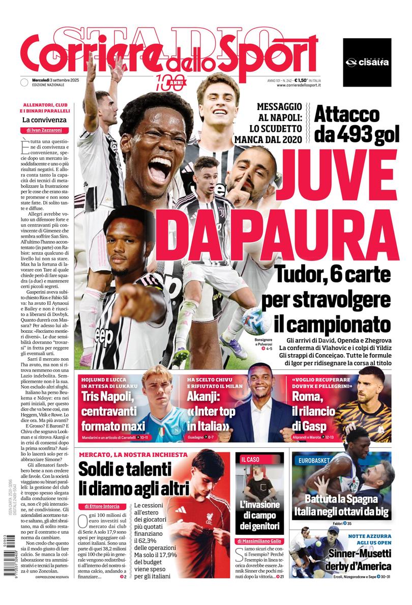 Prima pagina di oggi
