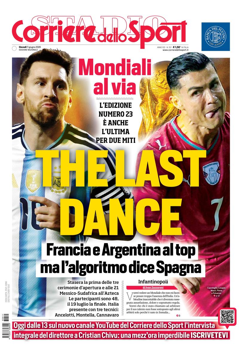 Prima pagina di oggi
