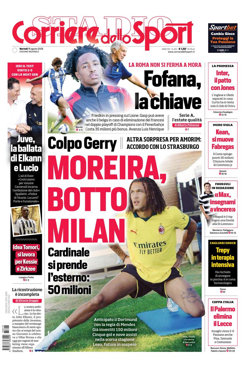 Prima pagina di oggi