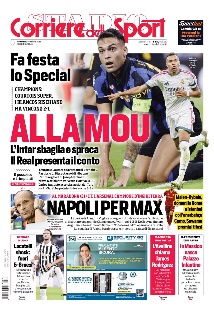 Prima pagina di oggi