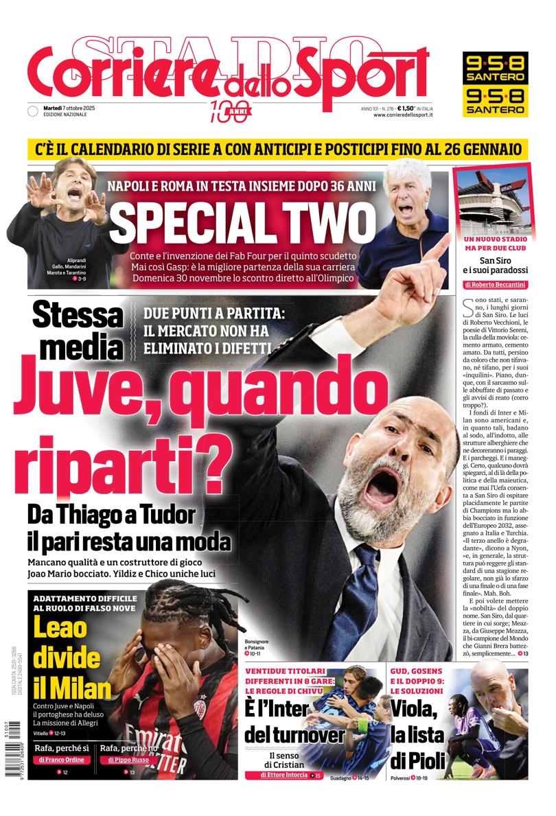 Prima pagina di oggi
