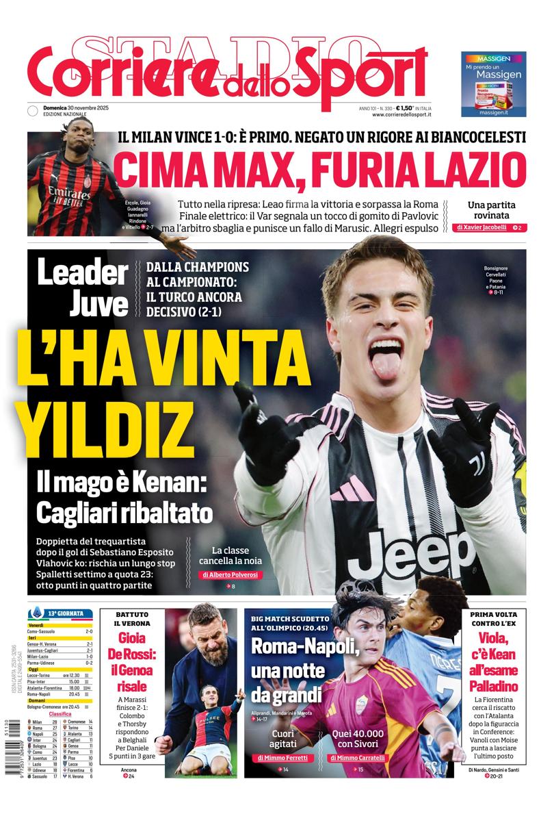 Prima pagina di oggi