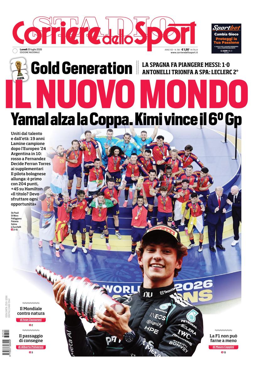 Prima pagina di oggi