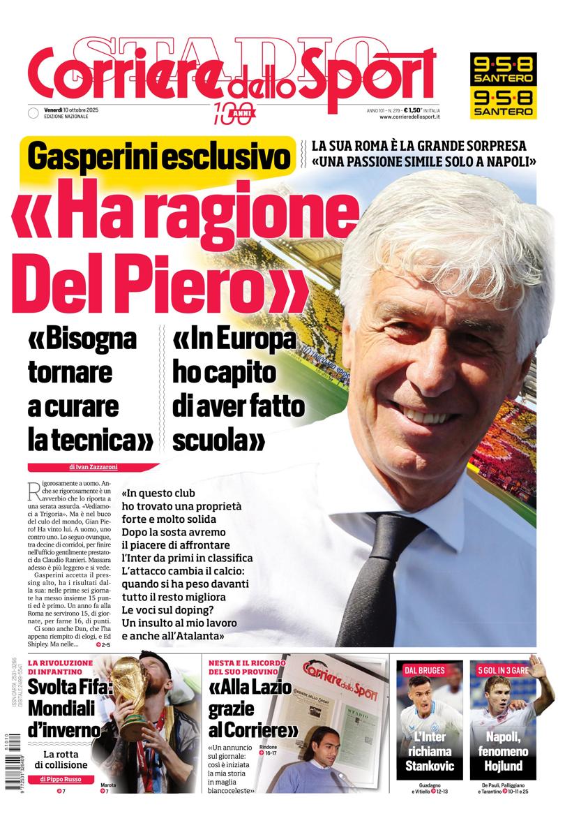Prima pagina di oggi