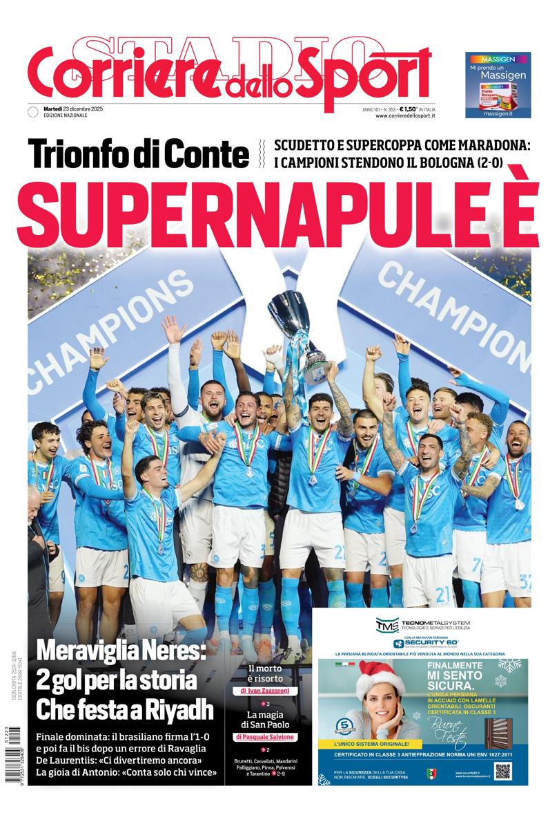Prima pagina di oggi