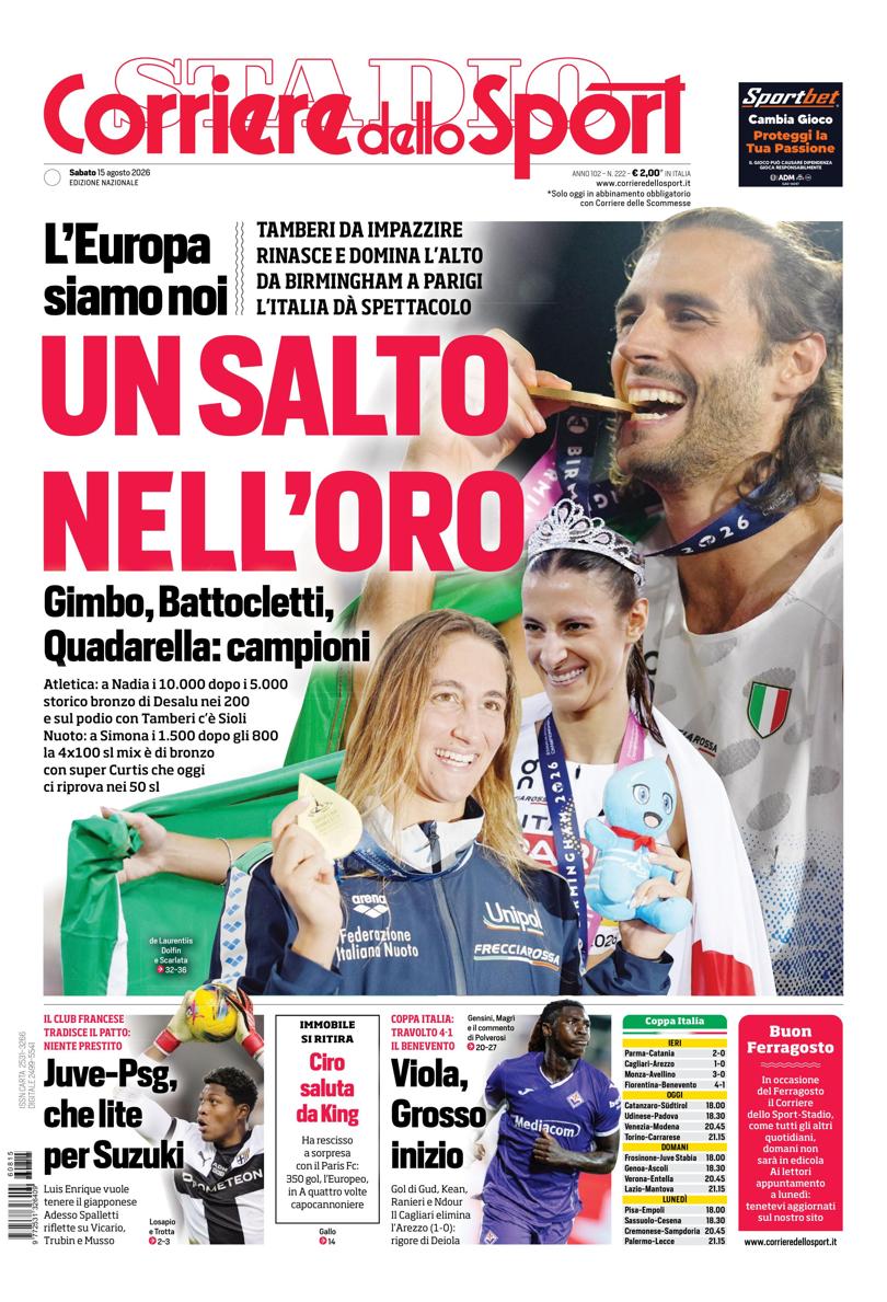 Prima pagina di oggi