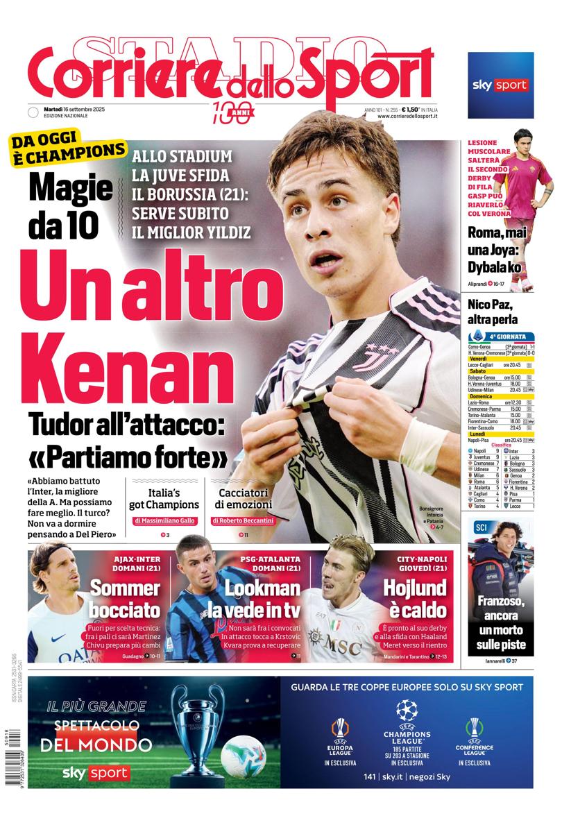 Prima pagina di oggi