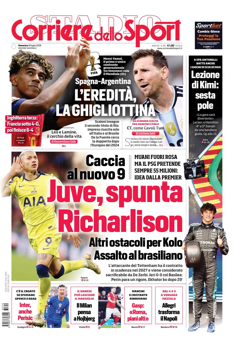 Prima pagina di oggi
