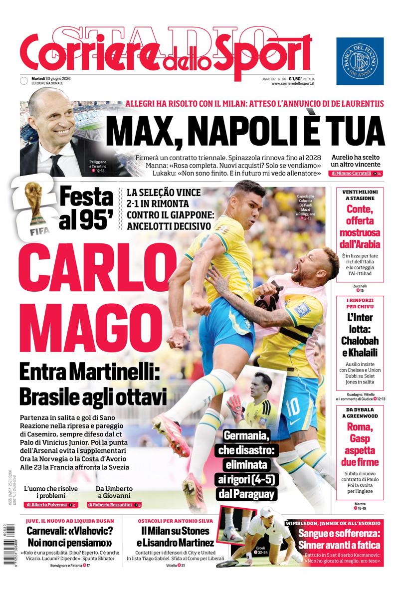 Prima pagina di oggi