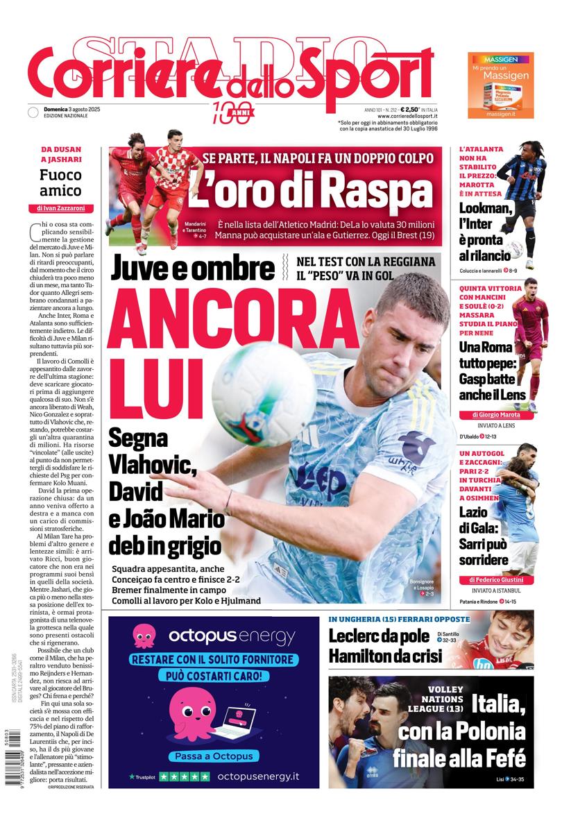 Prima pagina di oggi