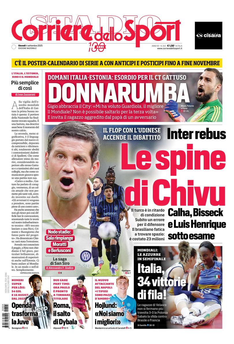 Prima pagina di oggi