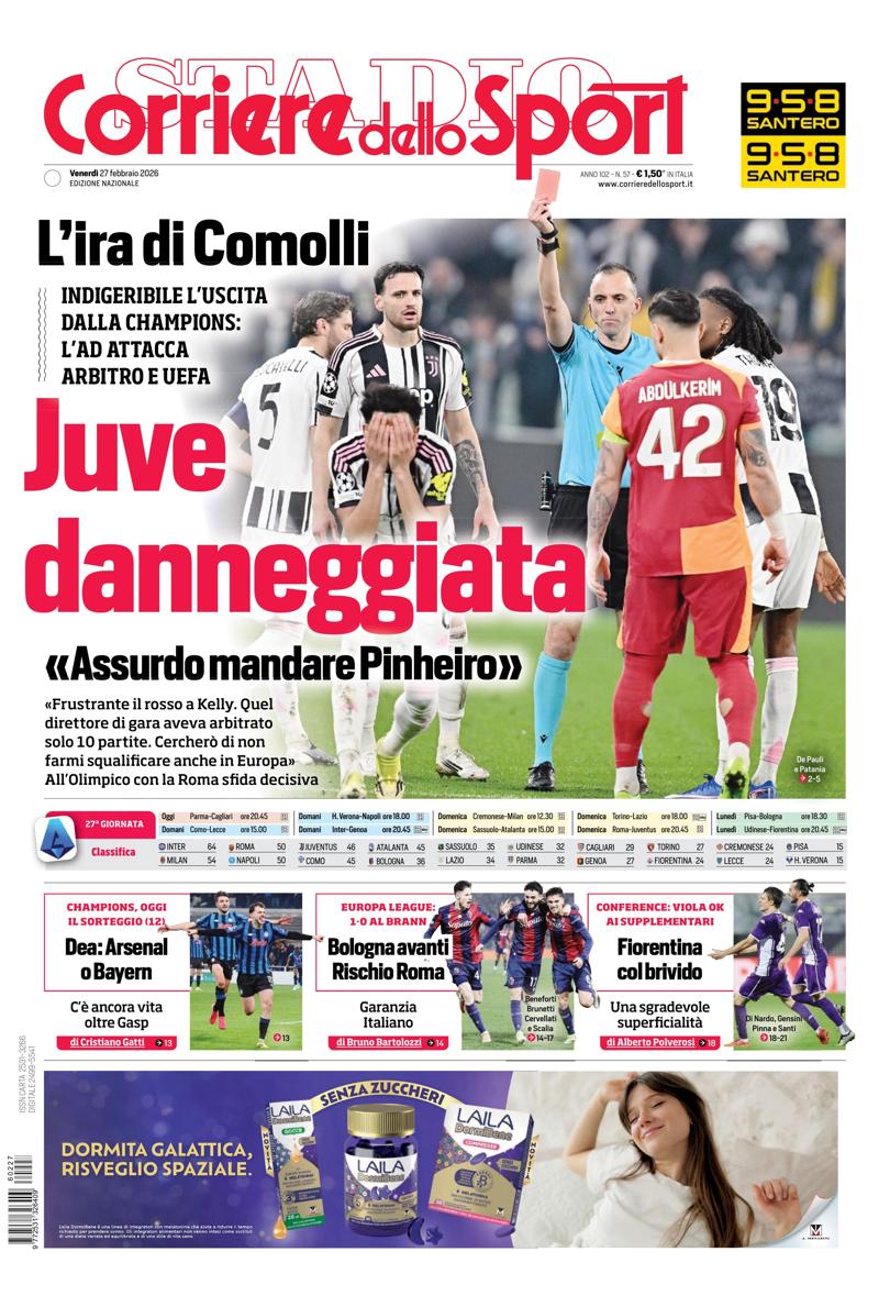 Prima pagina di oggi