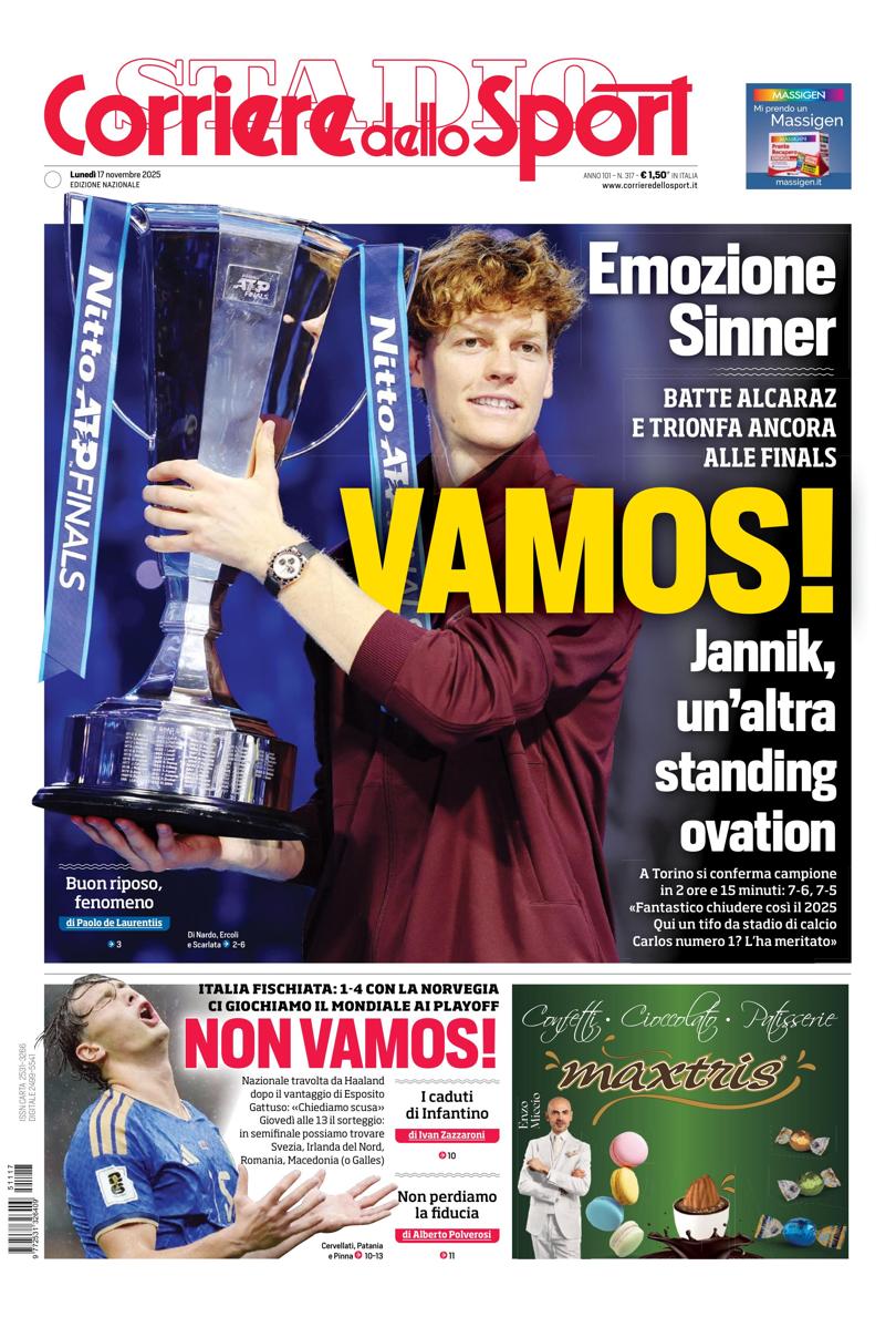 Prima pagina di oggi