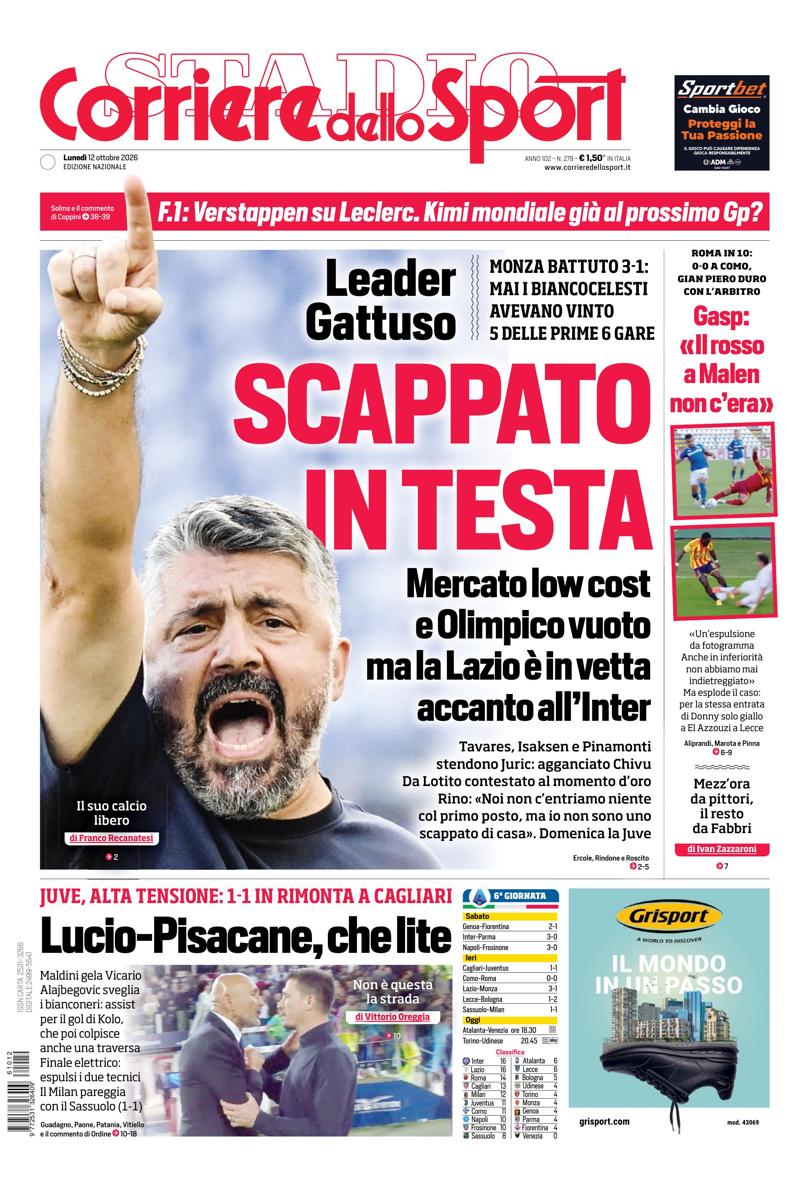 Prima pagina di oggi