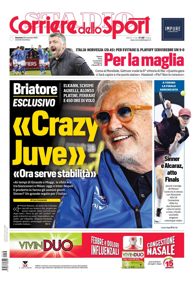 Prima pagina di oggi