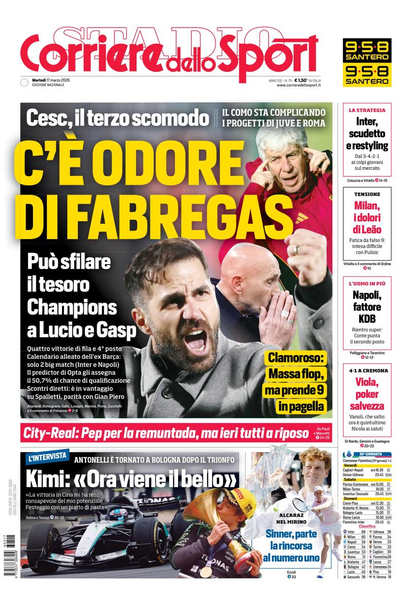 Prima pagina di oggi