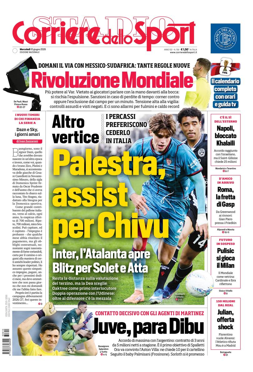 Prima pagina di oggi
