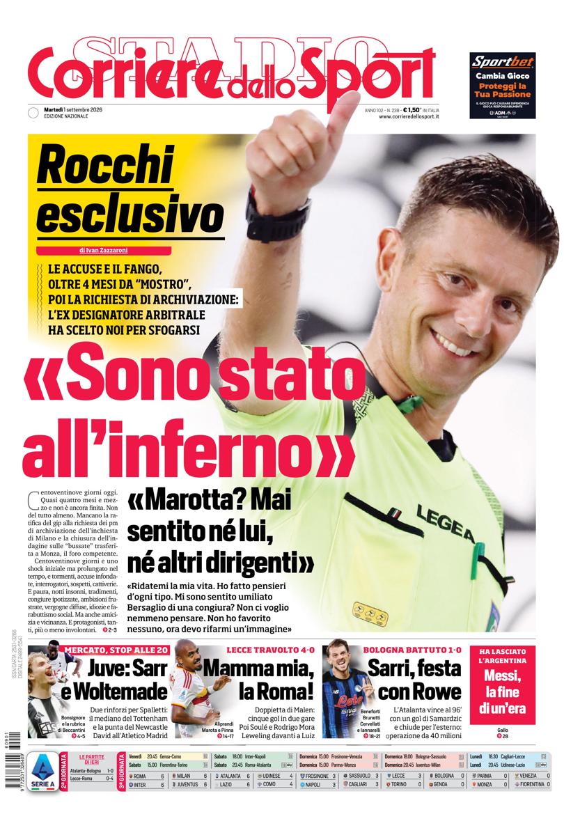 Prima pagina di oggi