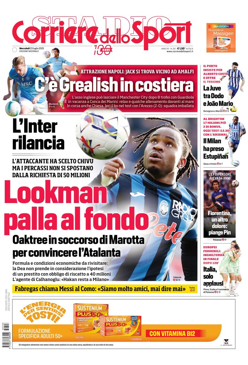 Prima pagina di oggi