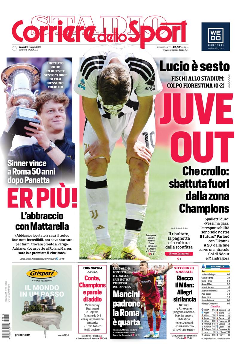 Prima pagina di oggi