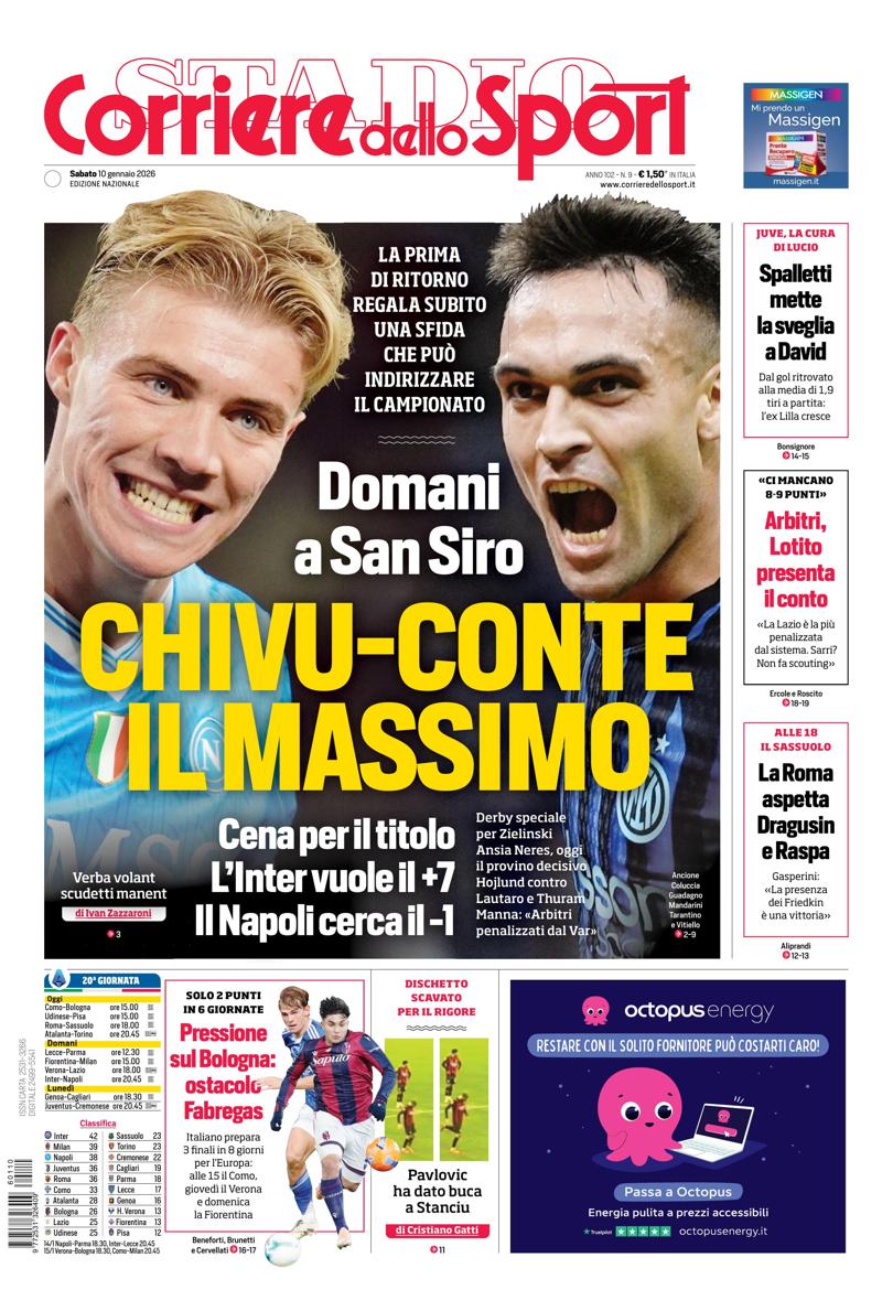 Prima pagina di oggi